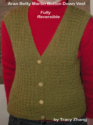 cover image of Aran Betty Martin Button Down Vest Fully Reversible Knitting Pattern